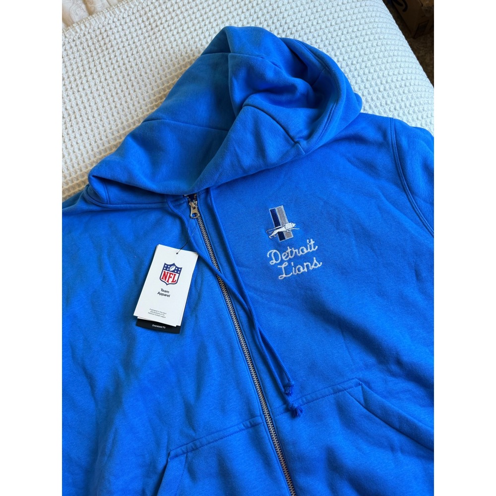 Detroit Lions Nike Full Zip Hoodie Women Medium Blue NFL Oversized Sweatshirt